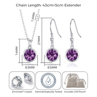 June (Alexandrite) Birthstone Necklace & Drop Earrings Set Created with Zircondia® Crystals
