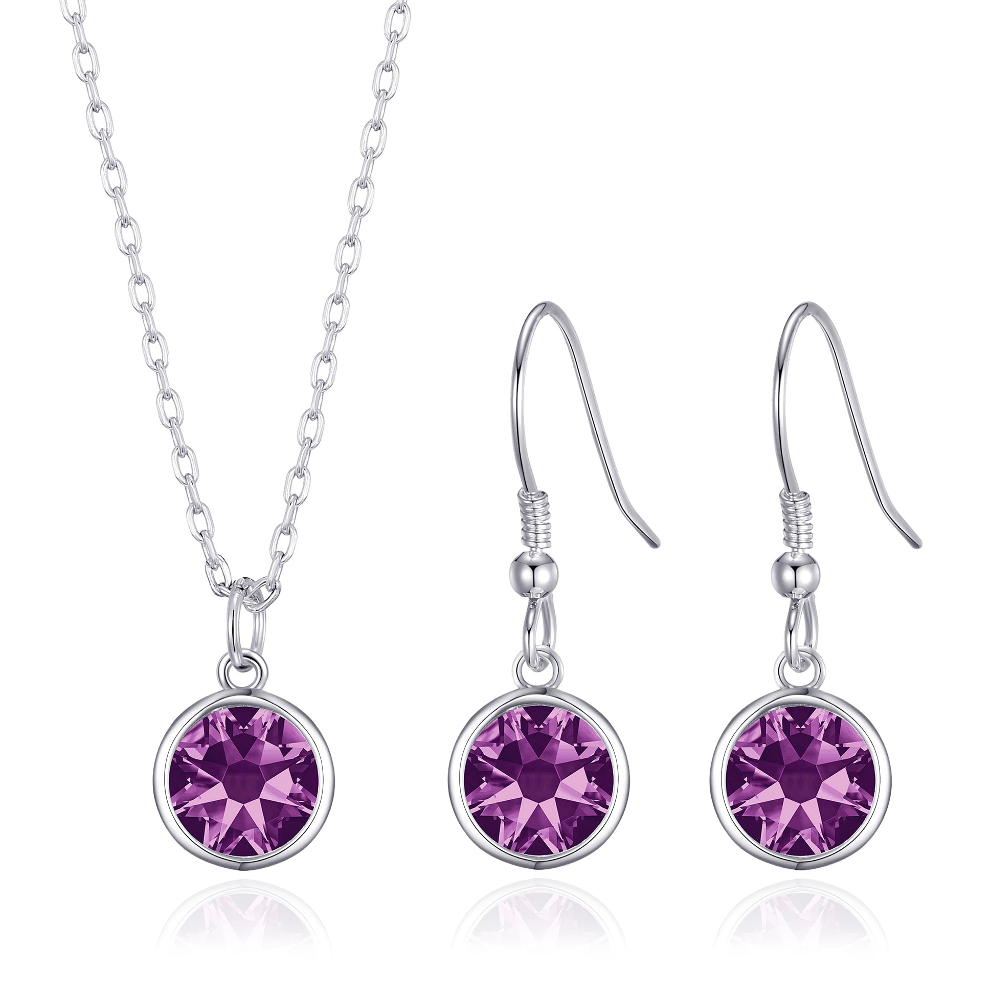 June (Alexandrite) Birthstone Necklace & Drop Earrings Set Created with Zircondia® Crystals