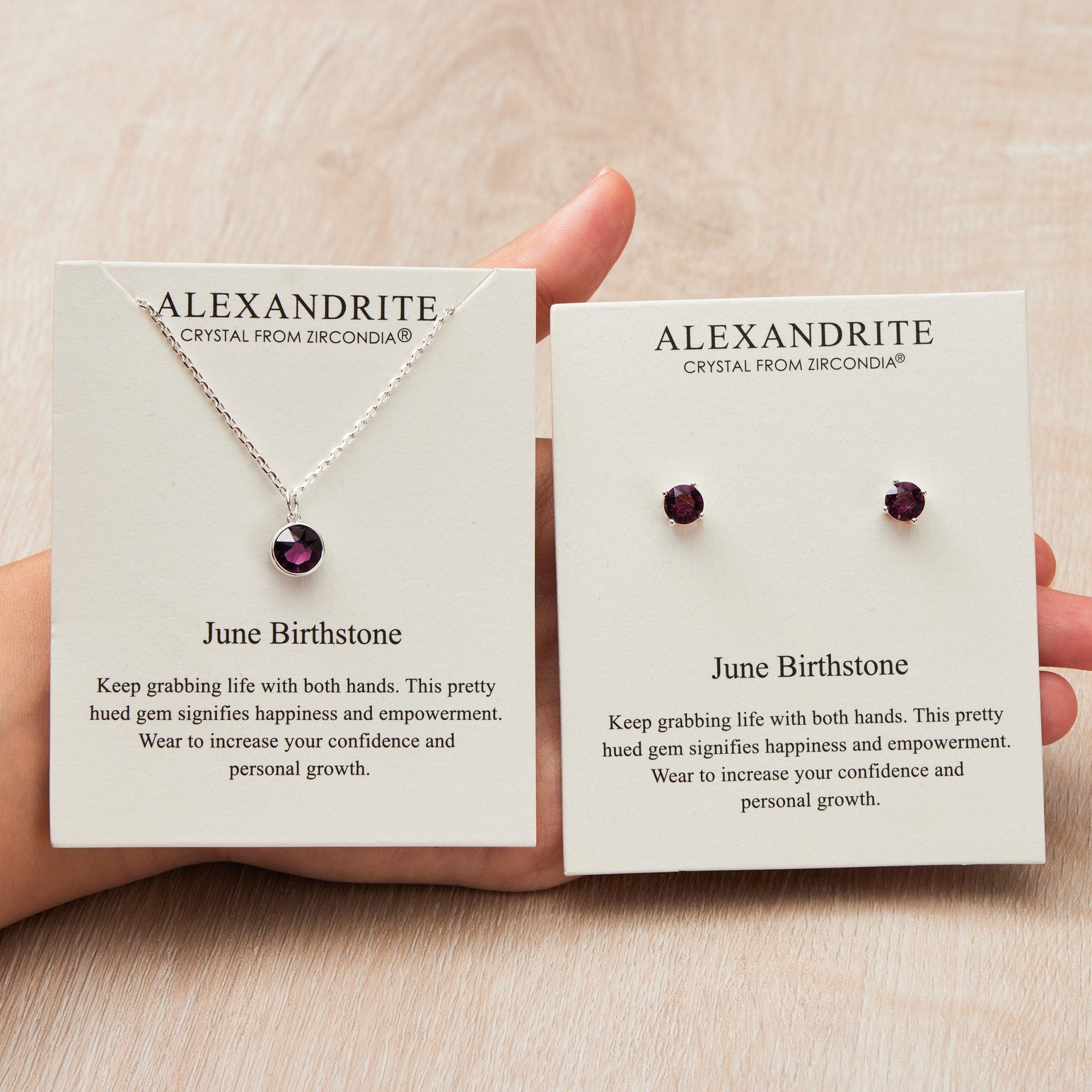 June (Alexandrite) Birthstone Necklace & Earrings Set Created with Zircondia® Crystals