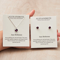 June (Alexandrite) Birthstone Necklace & Earrings Set Created with Zircondia® Crystals