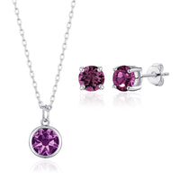 June (Alexandrite) Birthstone Necklace & Earrings Set Created with Zircondia® Crystals