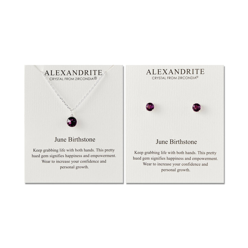 June (Alexandrite) Birthstone Necklace & Earrings Set Created with Zircondia® Crystals