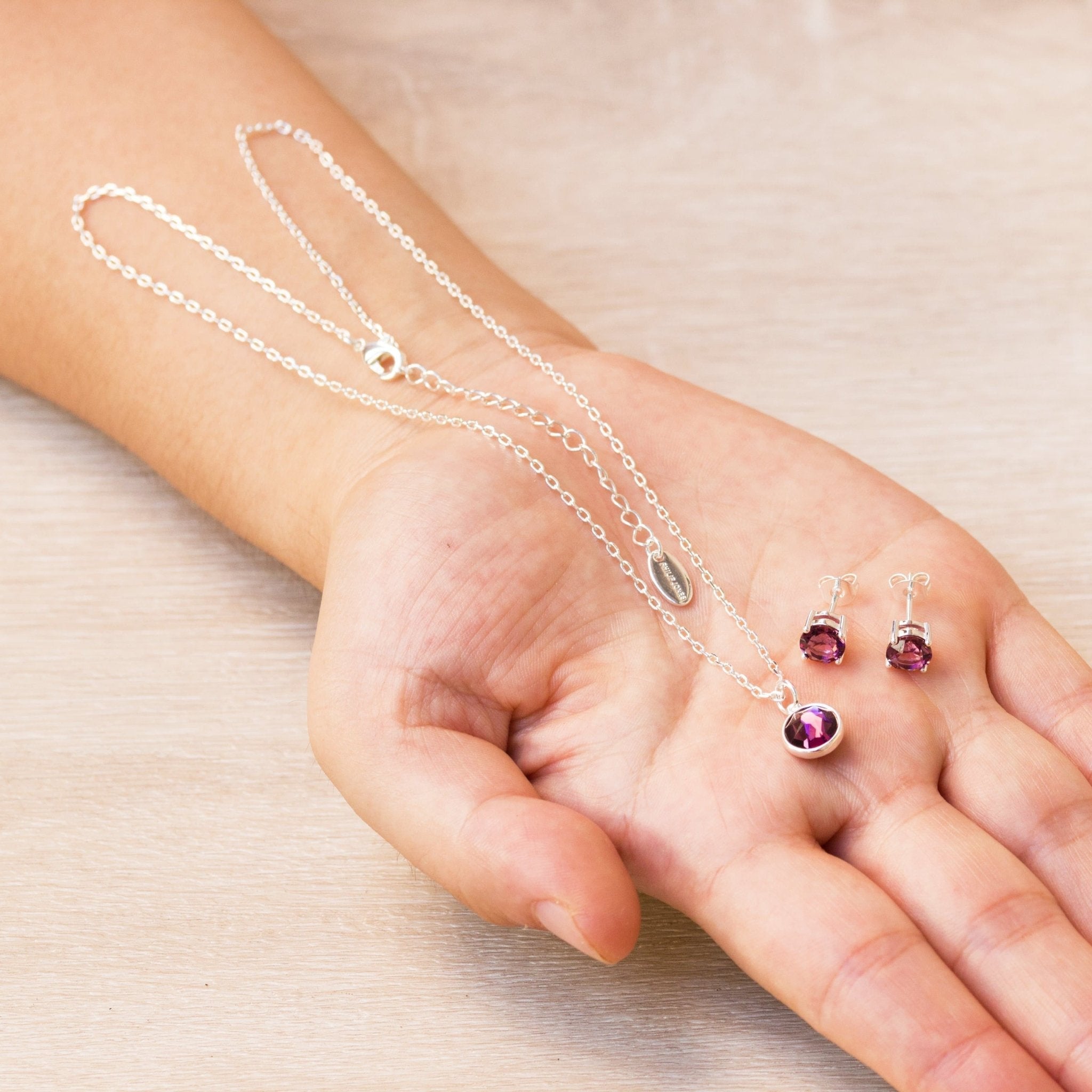 June (Alexandrite) Birthstone Necklace & Earrings Set Created with Zircondia® Crystals