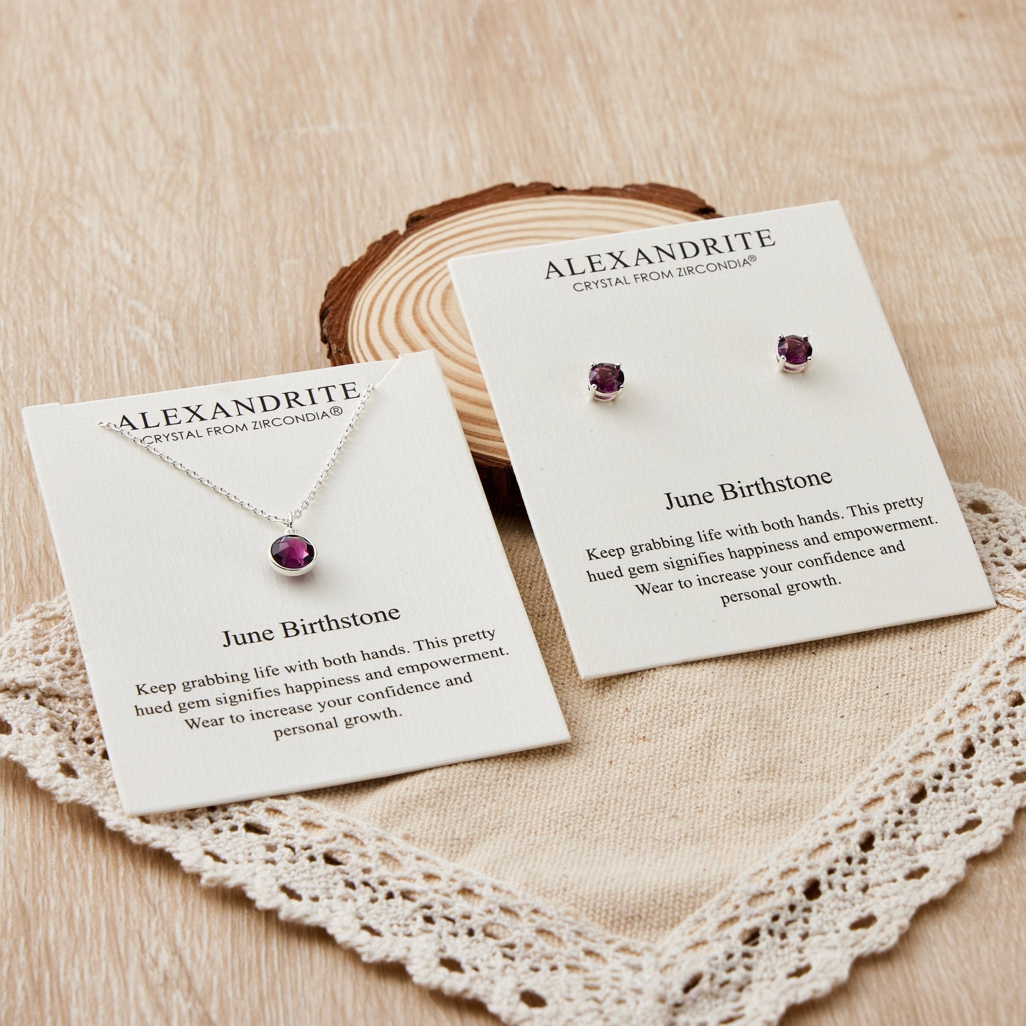 June (Alexandrite) Birthstone Necklace & Earrings Set Created with Zircondia® Crystals