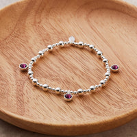 June (Alexandrite) Birthstone Stretch Charm Bracelet with Quote Gift Box