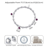 June (Alexandrite) Birthstone Stretch Charm Bracelet with Quote Gift Box