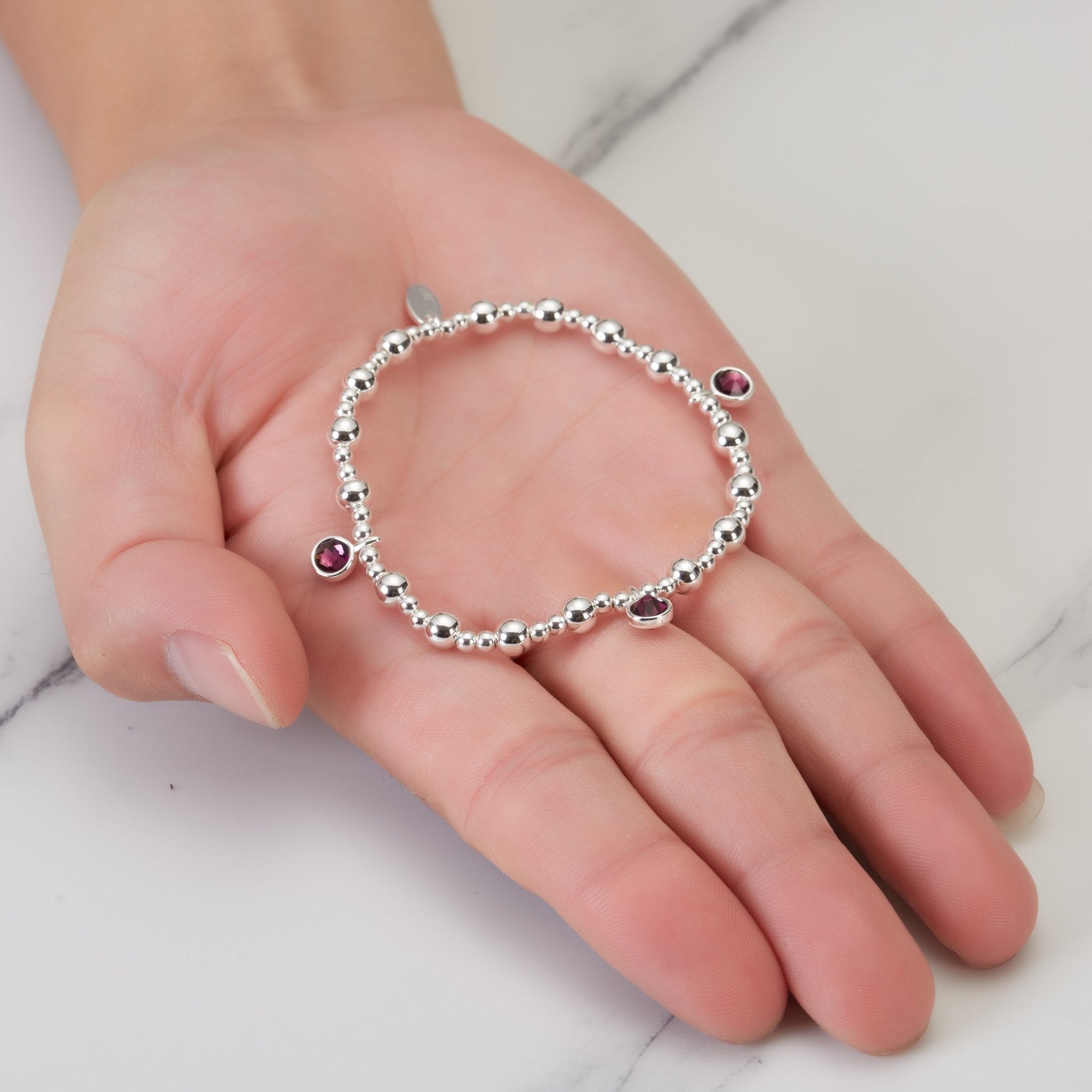 June (Alexandrite) Birthstone Stretch Charm Bracelet with Quote Gift Box