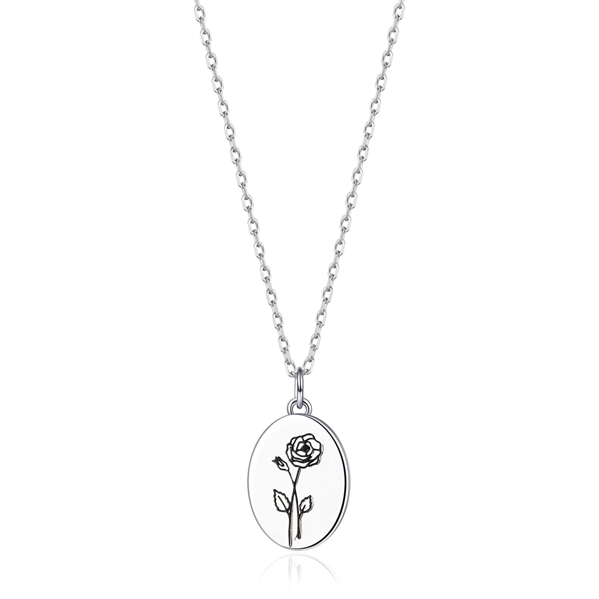 June Birth Flower Rose Necklace with Card