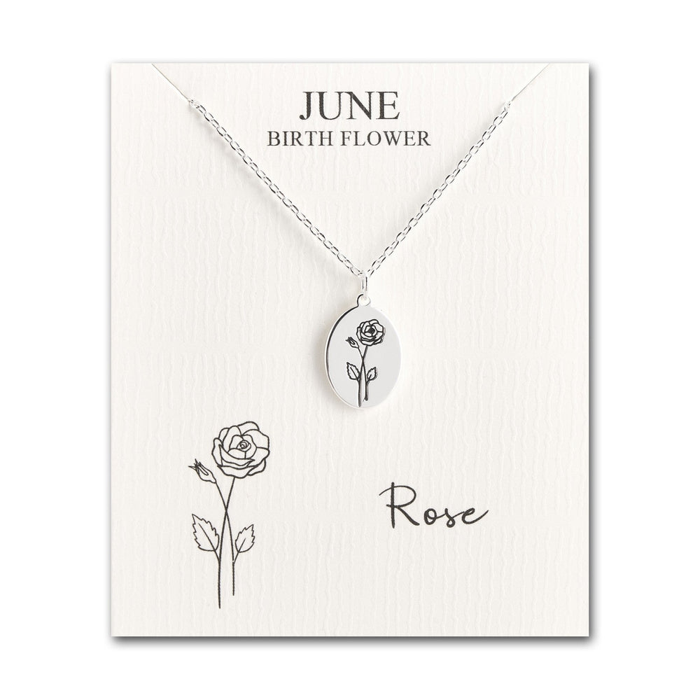 June Birth Flower Rose Necklace with Card