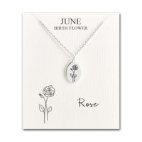 June Birth Flower Rose Necklace with Card