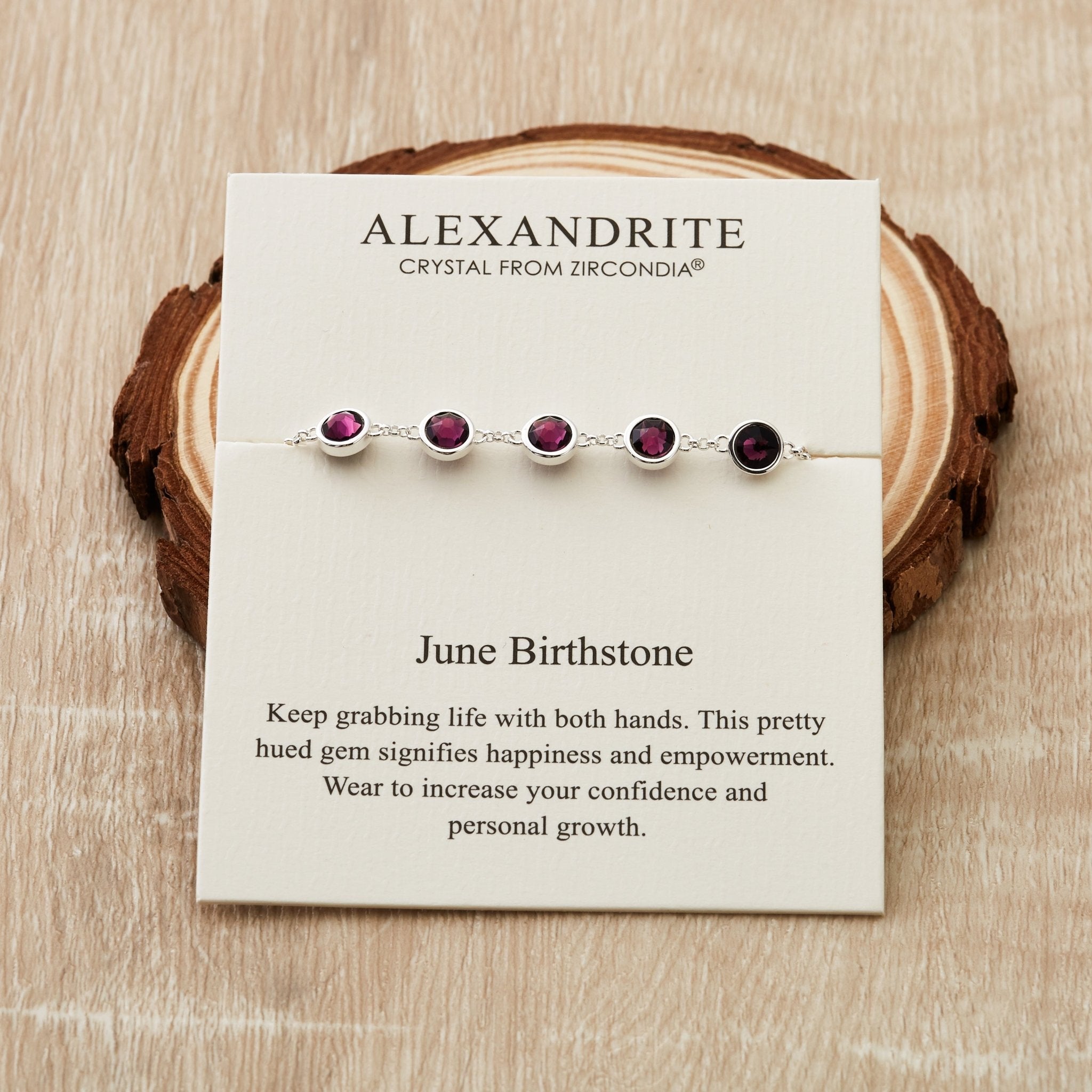 June Birthstone Bracelet Created with Alexandrite Zircondia® Crystals