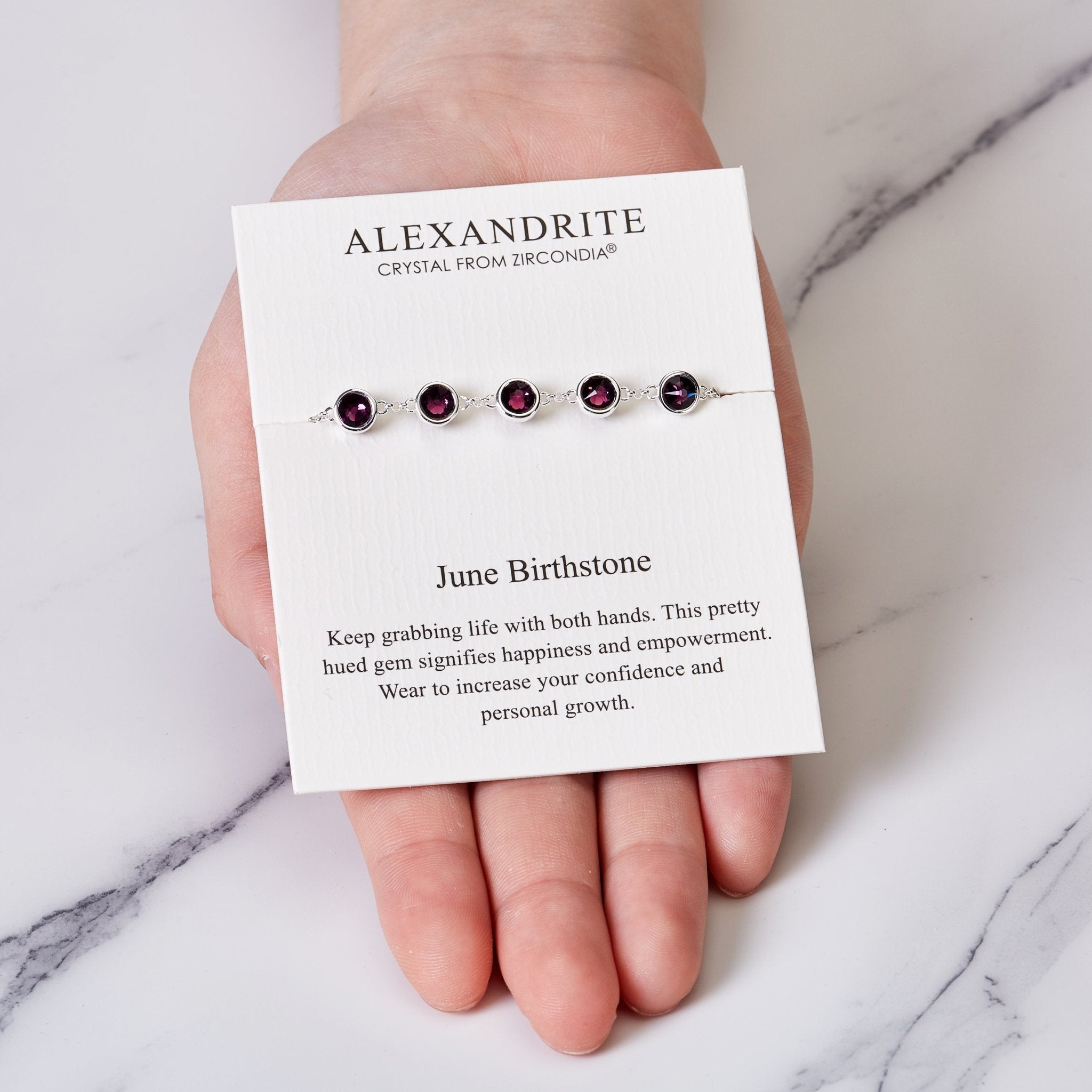 June Birthstone Bracelet Created with Alexandrite Zircondia® Crystals