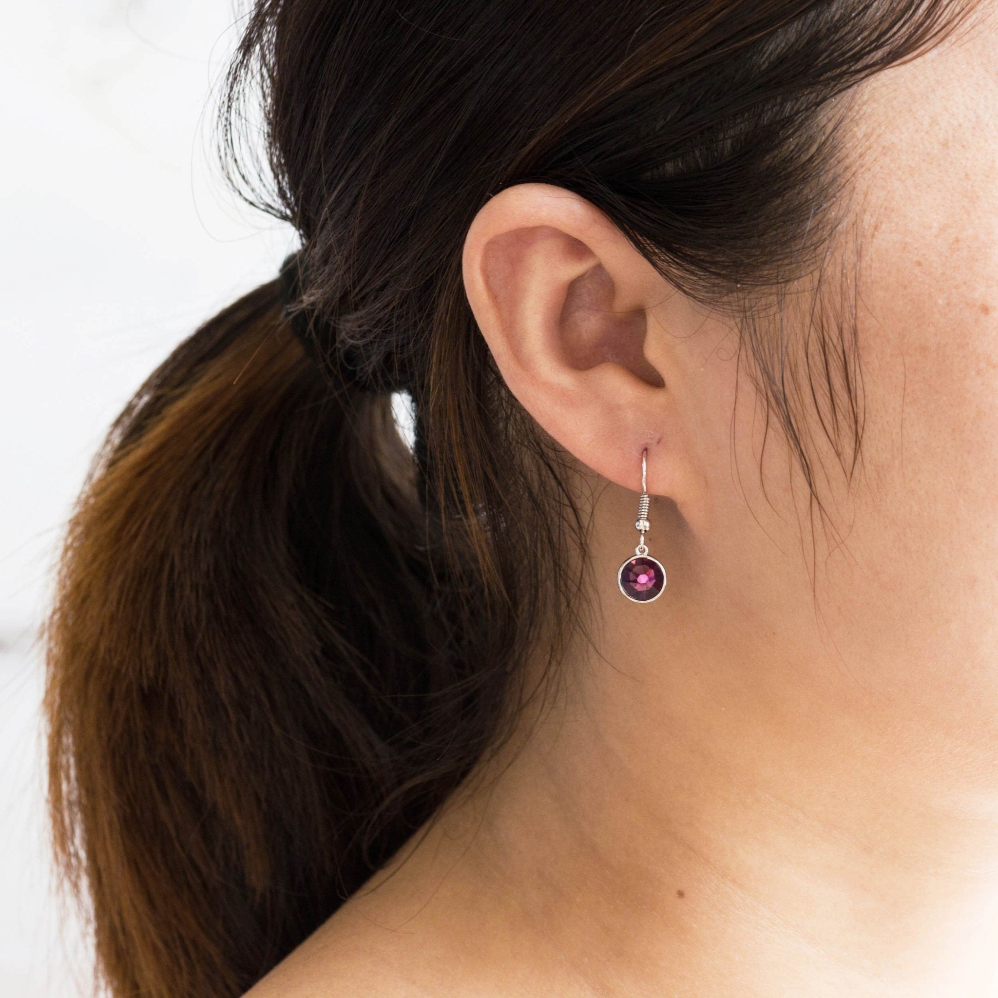 June Birthstone Drop Earrings Created with Alexandrite Zircondia® Crystals