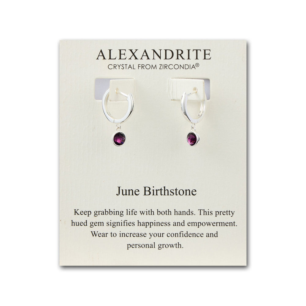 June Birthstone Hoop Earrings Created with Alexandrite Zircondia® Crystals