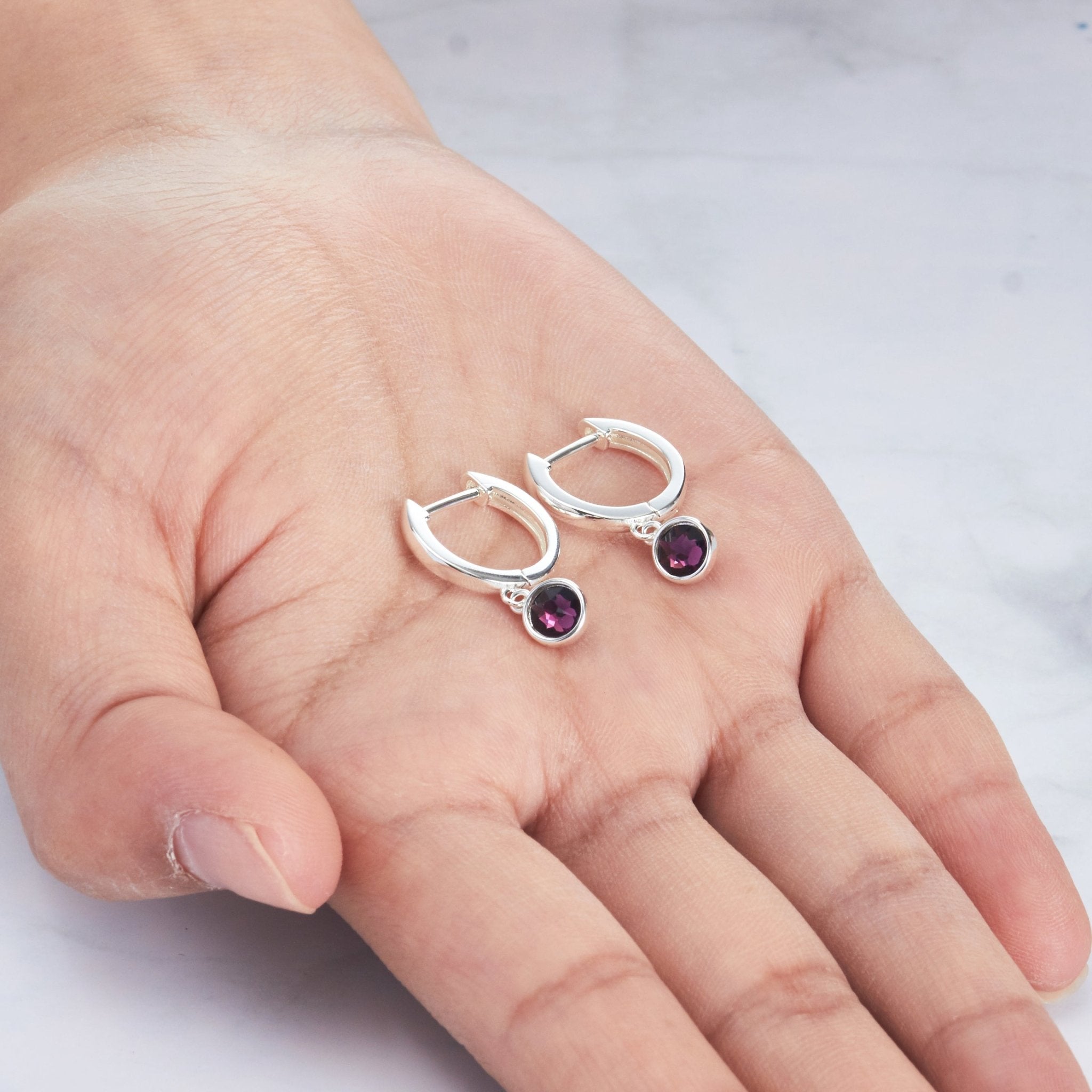 June Birthstone Hoop Earrings Created with Alexandrite Zircondia® Crystals
