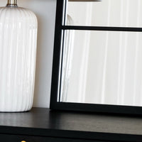 Kyō - Black Metal Rectangle Lattice Window Mirror - 120cm x 95cm