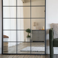Kyō - Full Length Black Metal Rectangle Lattice Grid Mirror - 180cm x 105cm
