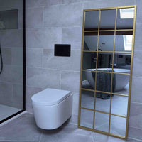Kyō Full Length Gold Metal Rectangle Lattice Grid Mirror - 150cm x 60cm