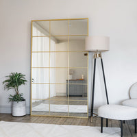 Kyō Gold Metal Rectangle Lattice Grid Mirror - Full Length 180cm x 90cm