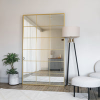 Kyō - Full Length Gold Metal Rectangle Lattice Grid Mirror - 180cm x 105cm