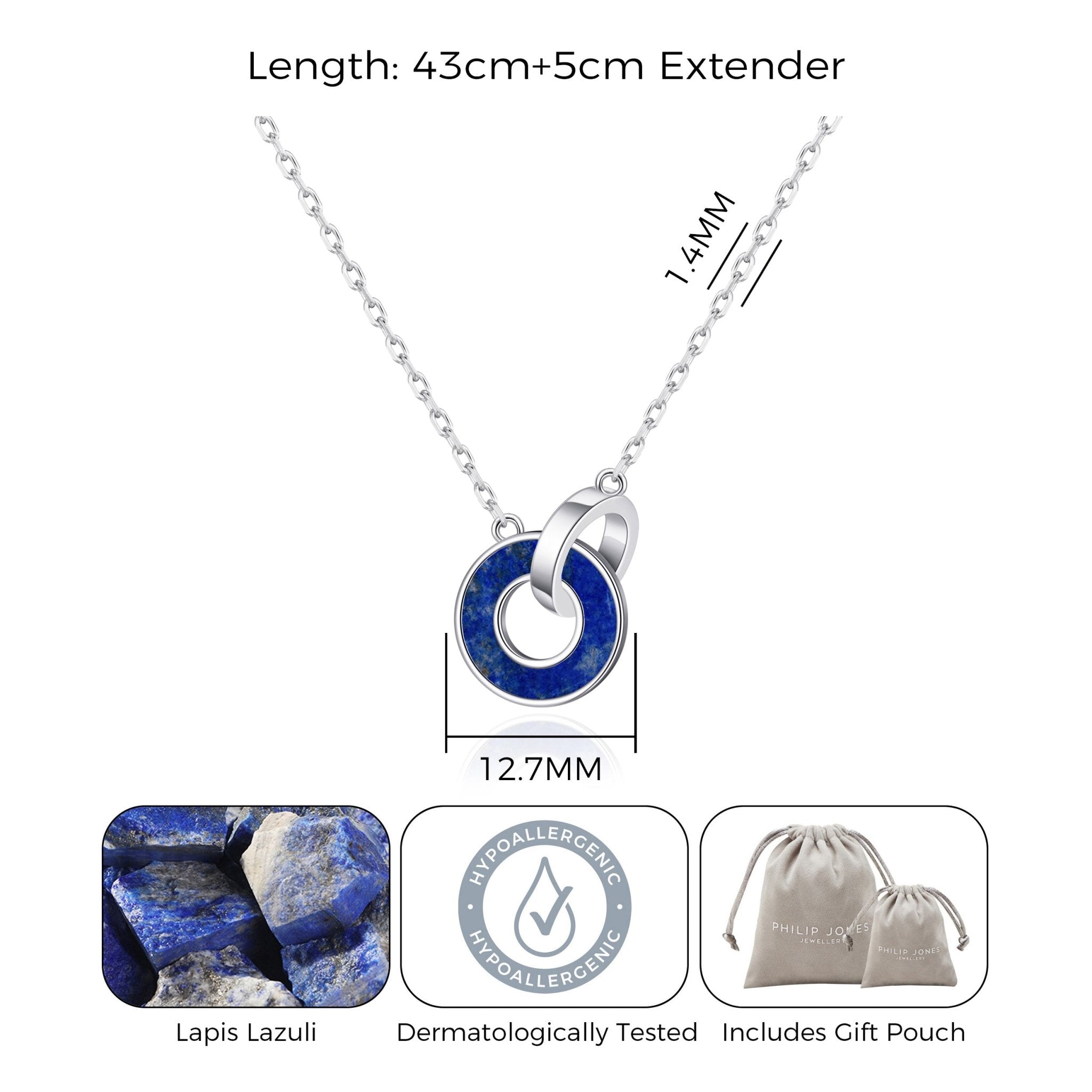 Lapis Gemstone Circle Link Necklace