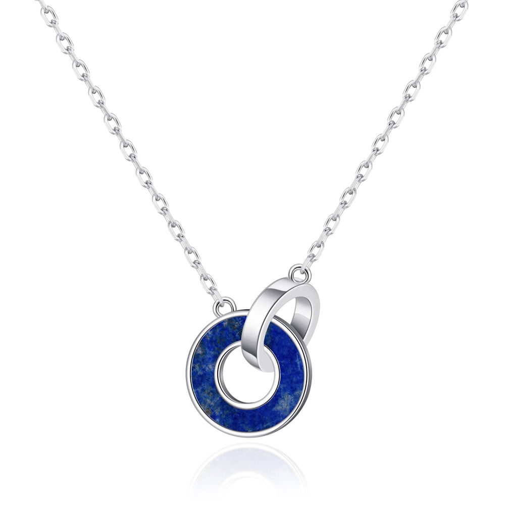 Lapis Gemstone Circle Link Necklace