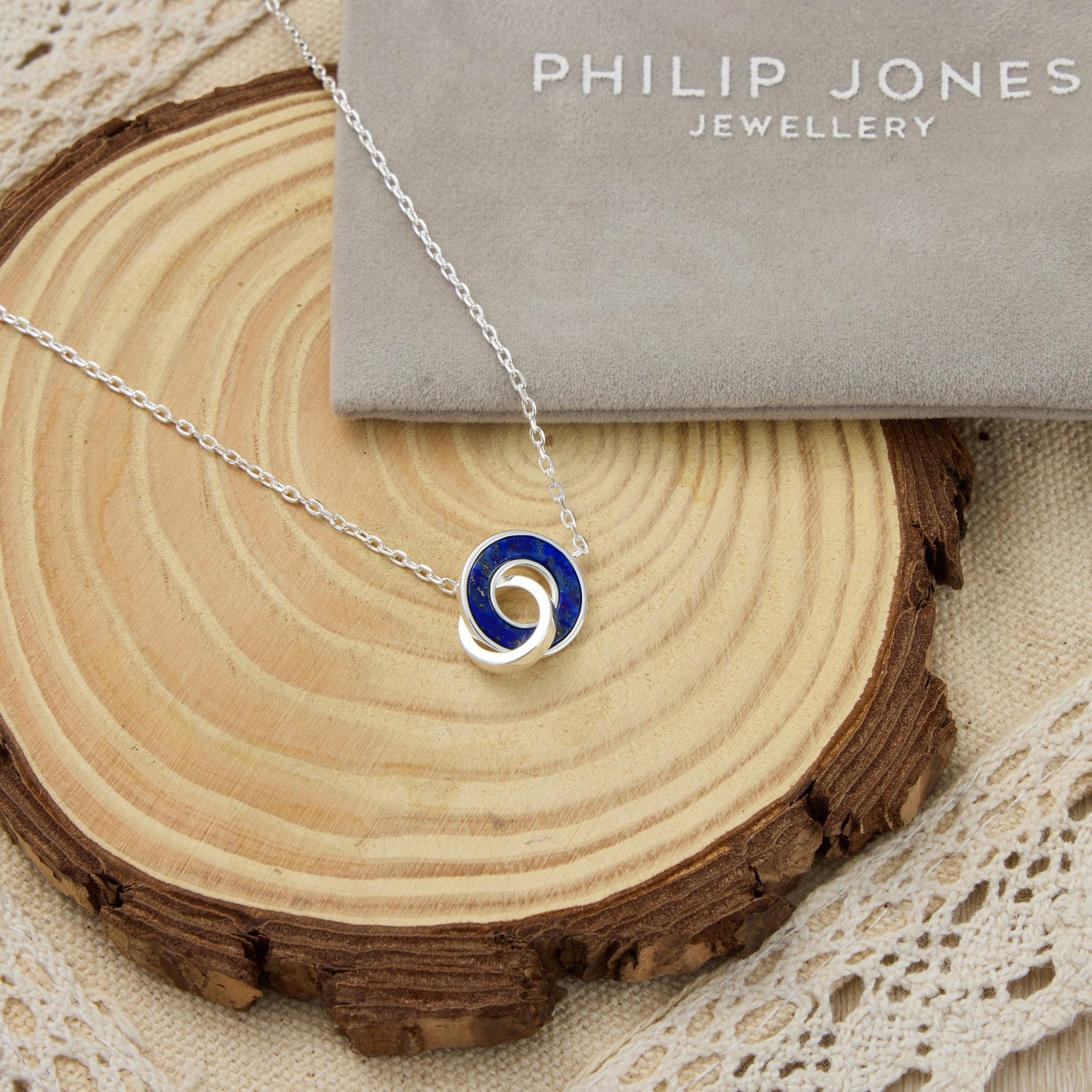 Lapis Gemstone Circle Link Necklace