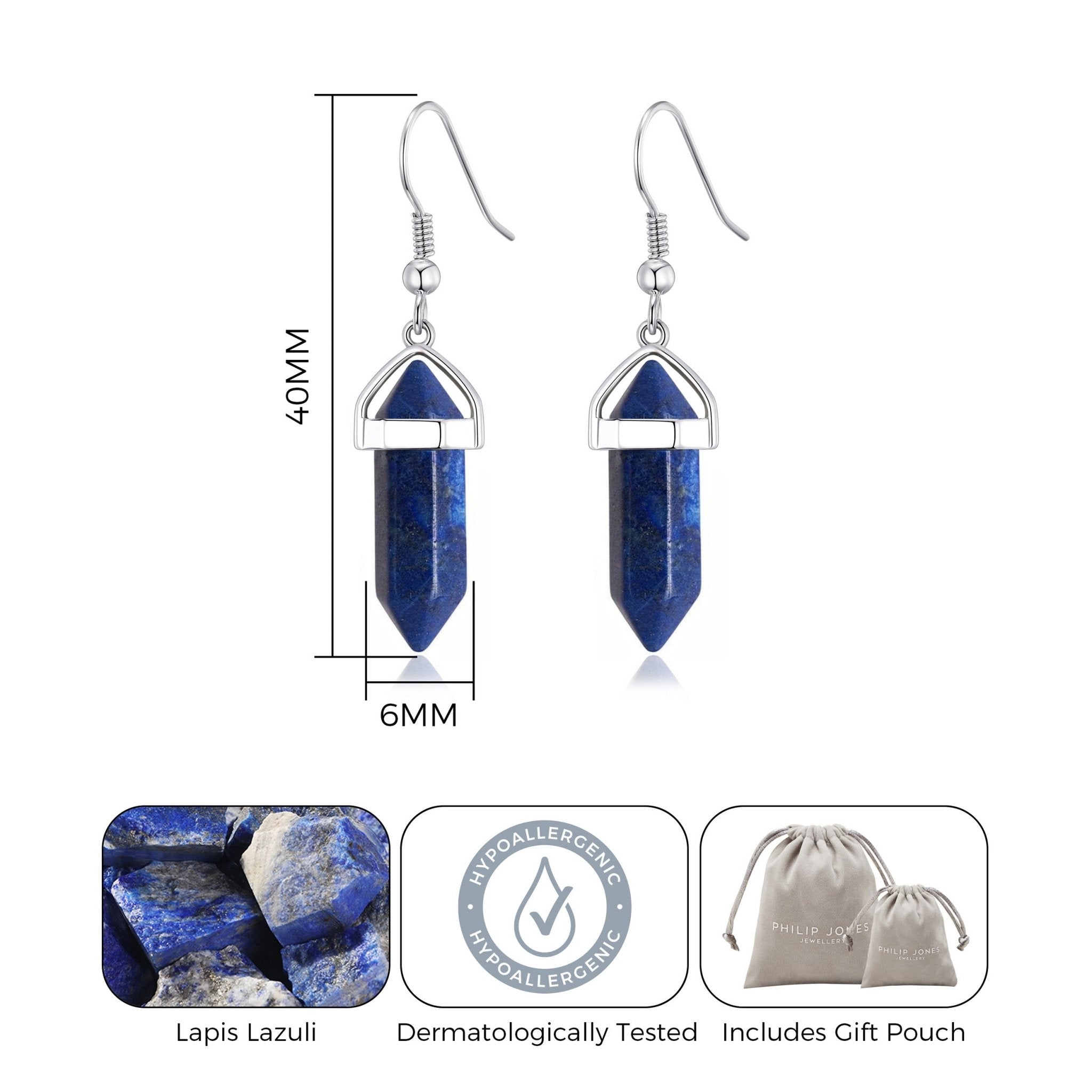 Lapis Gemstone Drop Earrings