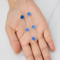 Lapis Gemstone Multi Clover Necklace