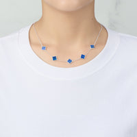 Lapis Gemstone Multi Clover Necklace
