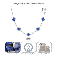 Lapis Gemstone Multi Clover Necklace