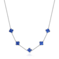 Lapis Gemstone Multi Clover Necklace
