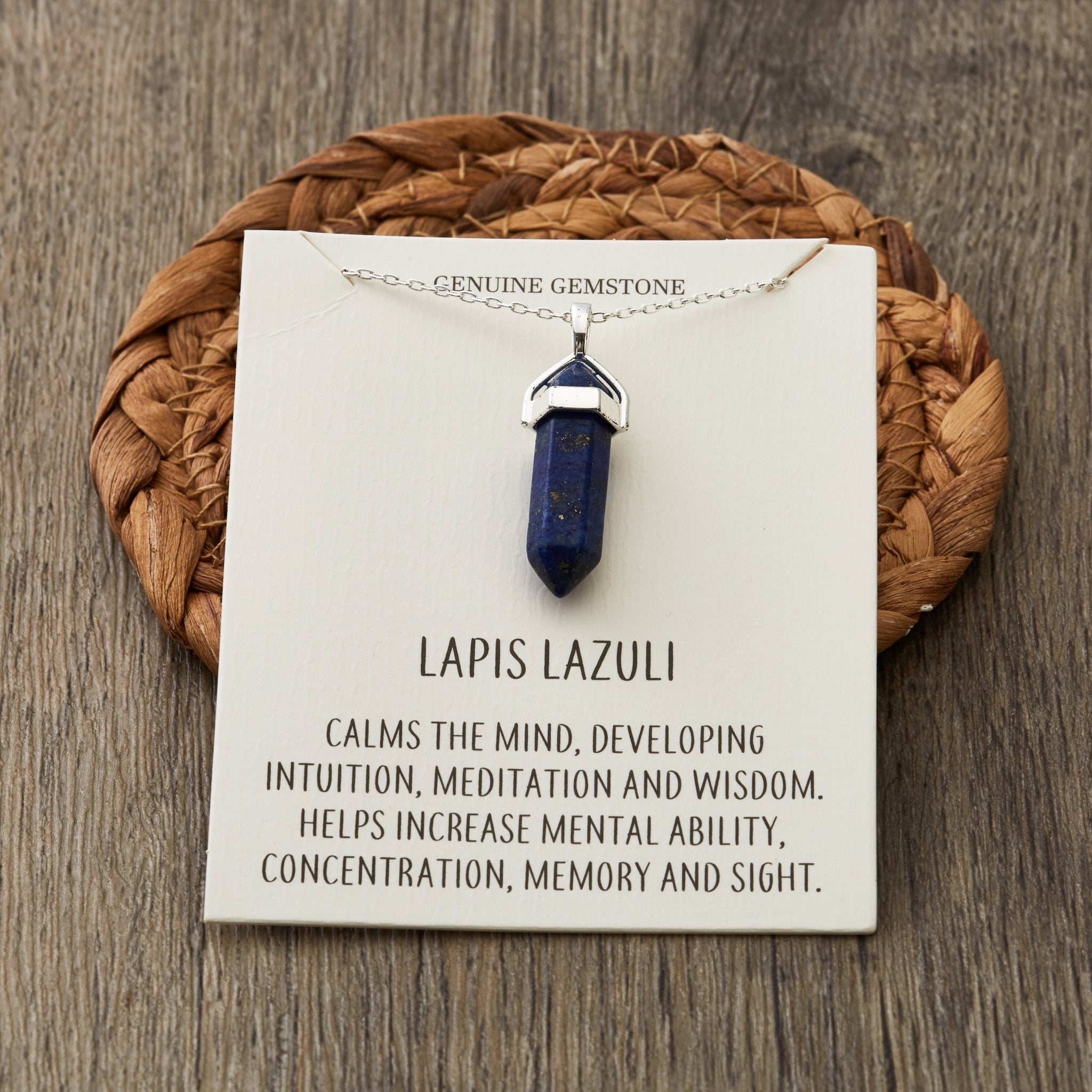 Lapis Gemstone Necklace with Quote Card