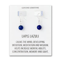 Lapis Gemstone Round Drop Earrings with Quote Card