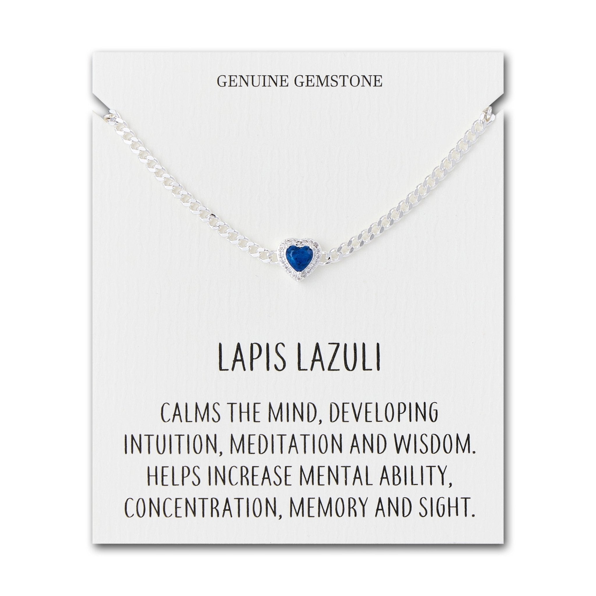 Lapis Heart Gemstone Bracelet with Quote Card Created with Zircondia® Crystals