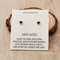Lapis Heart Stud Earrings with Quote Card