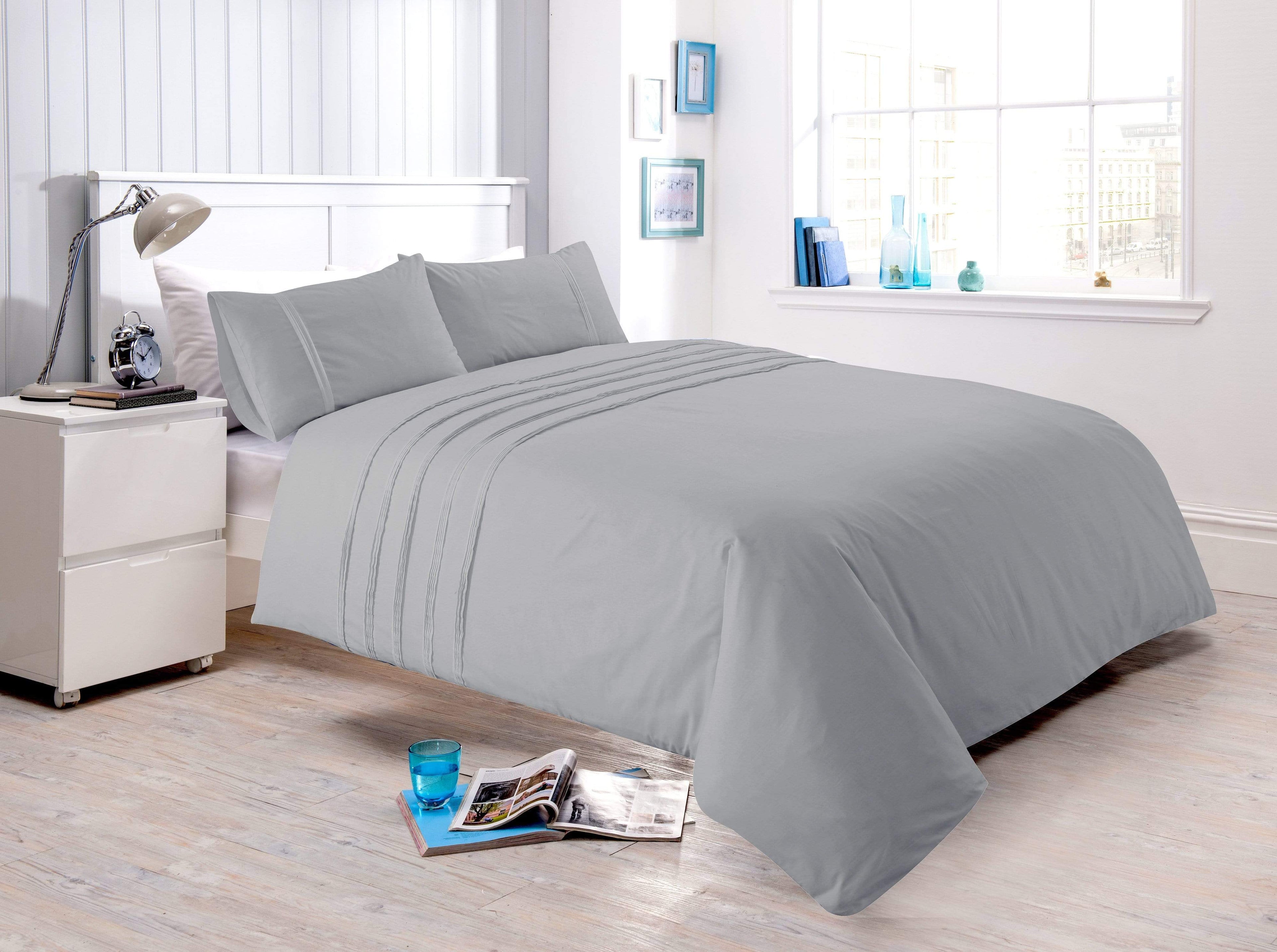 Laurent Handmade Pintuck Duvet Set Super Soft Cotton Rich Blend Elegant Bedding in Multiple Sizes and Colours by OLIVIA ROCCO