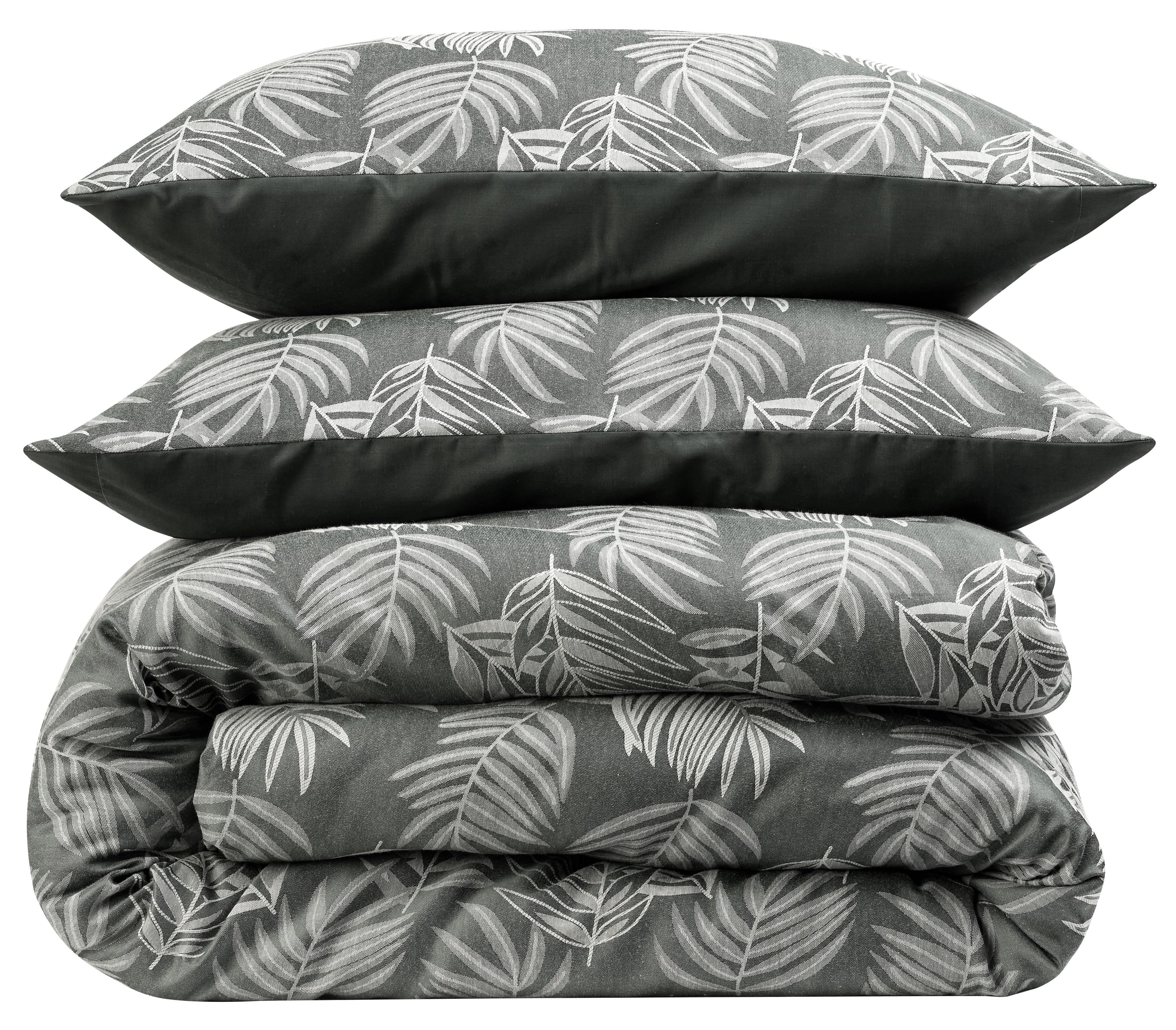 Leaf Jacquard Reversible Duvet Cover Sets in Grey and Pink with Cotton Blend for Ultimate Comfort Eco-Friendly Bedding in King Queen Double Single Sizes by OLIVIA ROCCO