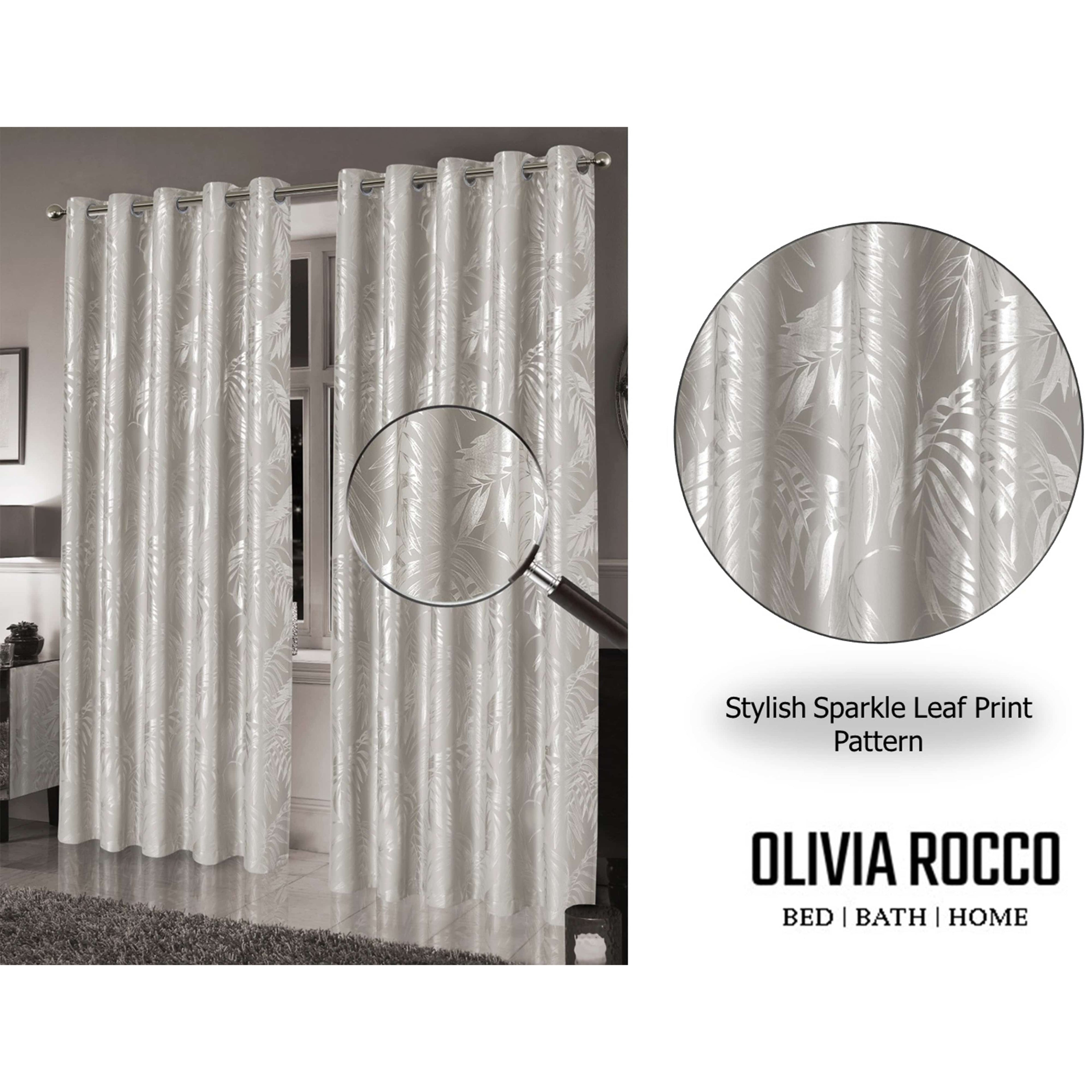 Leaf Natural Sparkle Blackout Curtains Super Soft Thermal Insulated Eyelet Drapes for Living Room & Bedroom 2 Panels by OLIVIA ROCCO