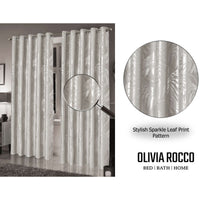 Leaf Natural Sparkle Blackout Curtains Super Soft Thermal Insulated Eyelet Drapes for Living Room & Bedroom 2 Panels by OLIVIA ROCCO