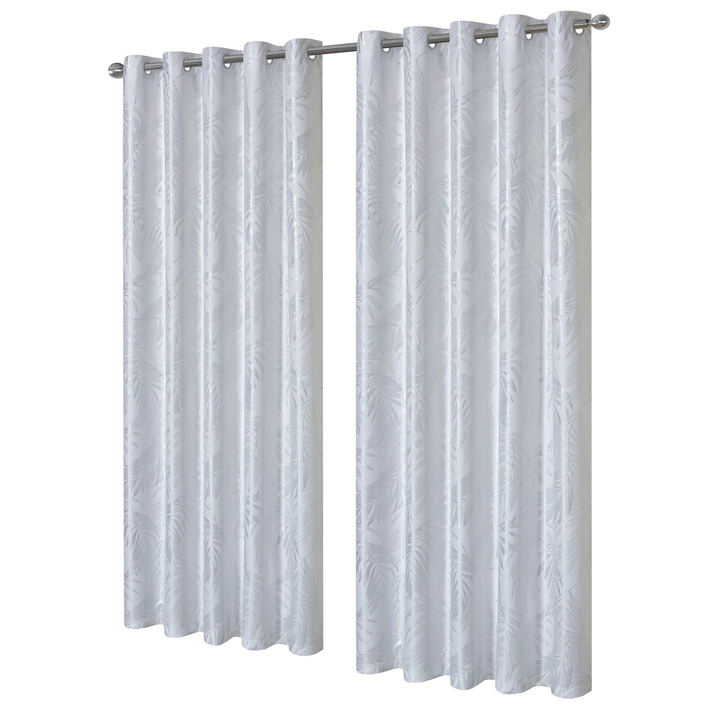 Leaf White Sparkle Blackout Curtains Super Soft Thermal Insulated Eyelet Drapes for Living Room & Bedroom 2 Panels by OLIVIA ROCCO