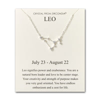 Leo Star Sign Zodiac Constellation Necklace and Quote Card with Zircondia® Crystals