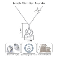 Leo Star Sign Zodiac Necklace and Quote Card with Zircondia® Crystals