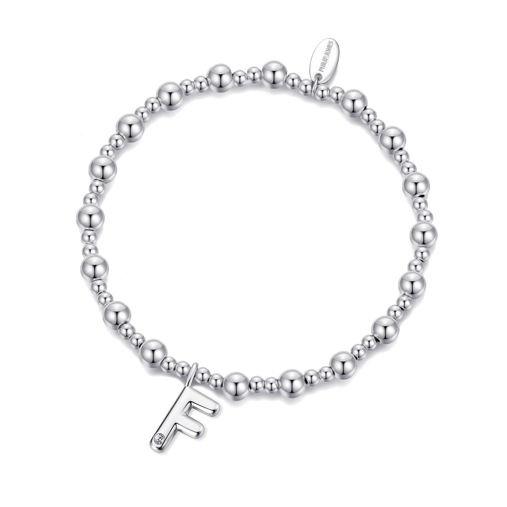 Letter F Initial Stretch Bracelet Created with Zircondia® Crystals