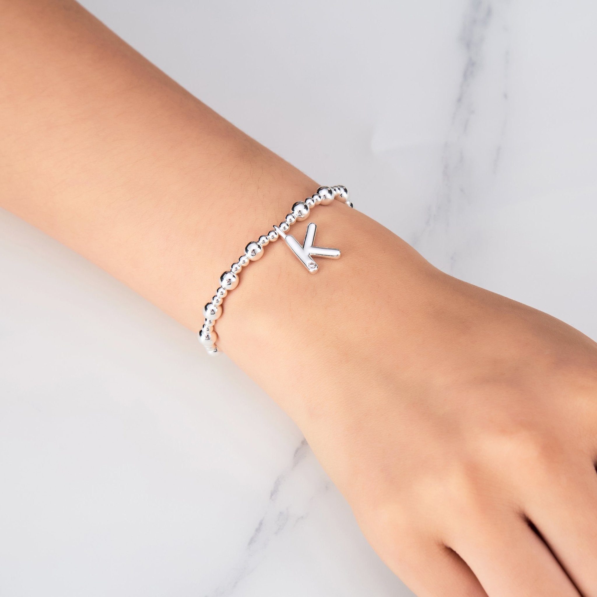 Letter K Initial Stretch Bracelet Created with Zircondia® Crystals