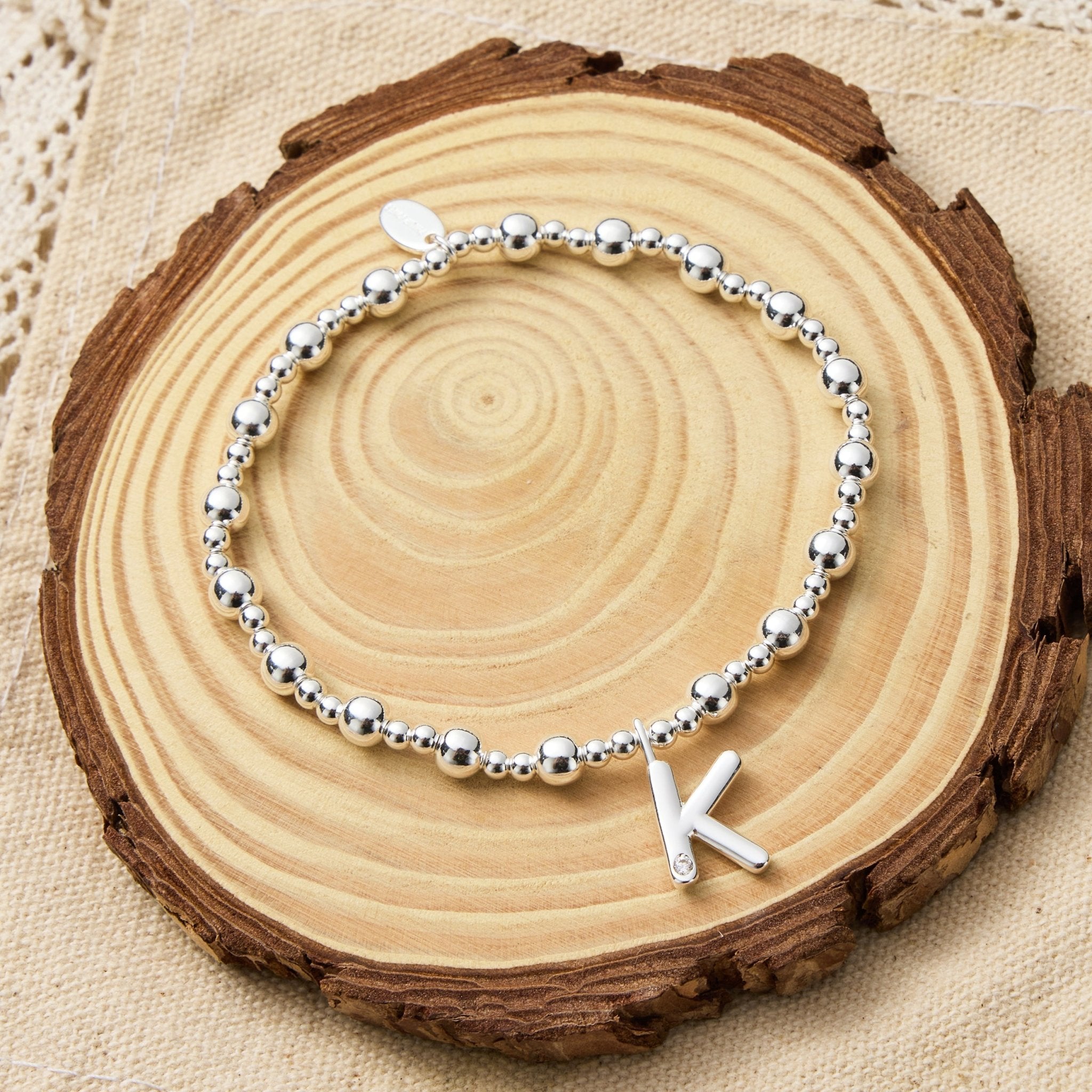 Letter K Initial Stretch Bracelet Created with Zircondia® Crystals