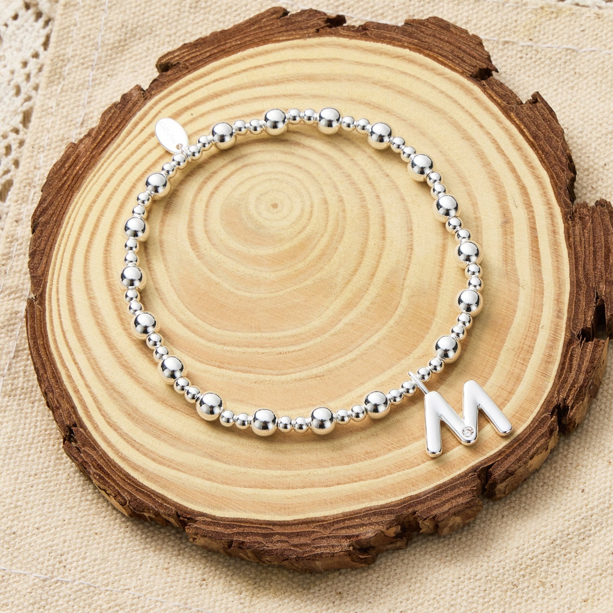 Letter M Initial Stretch Bracelet Created with Zircondia® Crystals