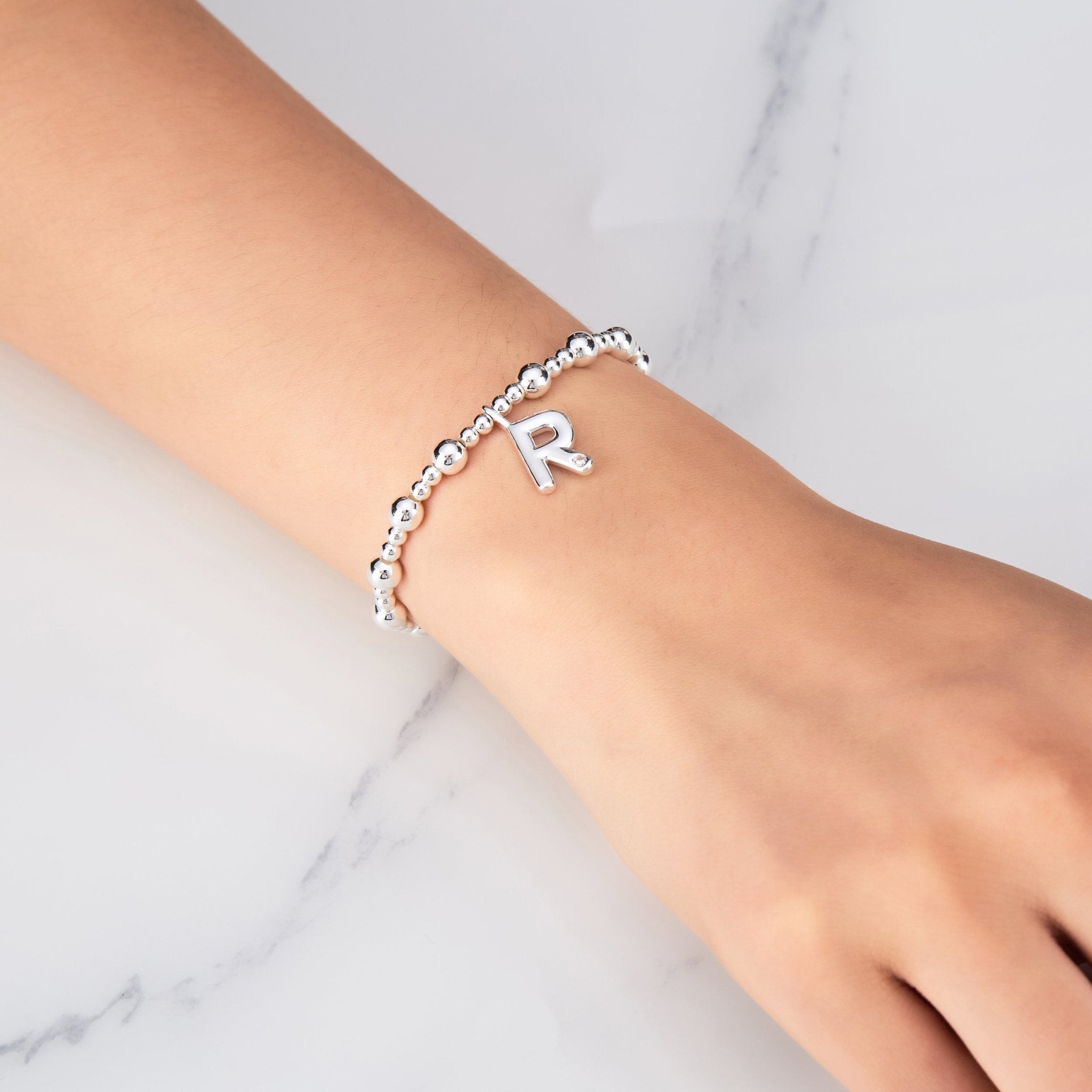 Letter R Initial Stretch Bracelet Created with Zircondia® Crystals
