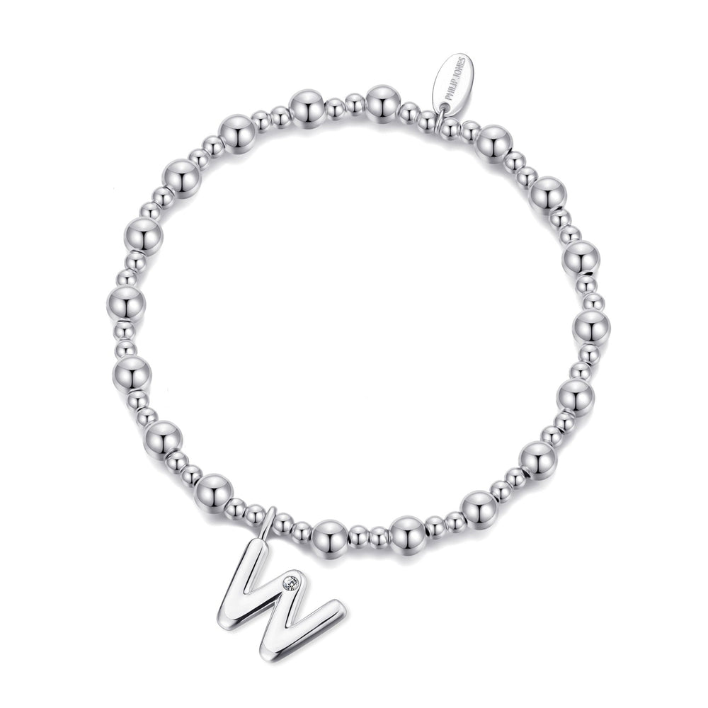 Letter W Initial Stretch Bracelet Created with Zircondia® Crystals