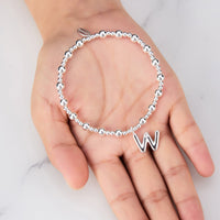 Letter W Initial Stretch Bracelet Created with Zircondia® Crystals